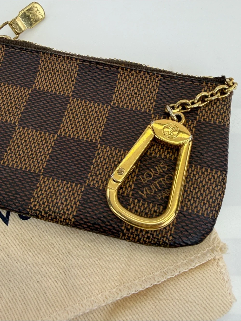 Louis Vuitton Damier Ebene Key Coin Pouch Cles Brown